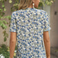 Floral V-Neck Short Sleeve T-Shirt