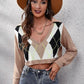 Geometric Long Sleeve Cropped Sweater