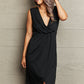 Black Deep V Sleeveless Tulip Hem Dress