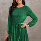 Round Neck Tie Front Long Sleeve Dress