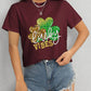 LUCKY VIBES Round Neck Short Sleeve T-Shirt