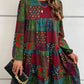 Patchwork Round Neck Long Sleeve Dress