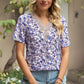 Floral V-Neck Short Sleeve T-Shirt