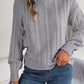 Cable-Knit Turtleneck Dropped Shoulder Sweater