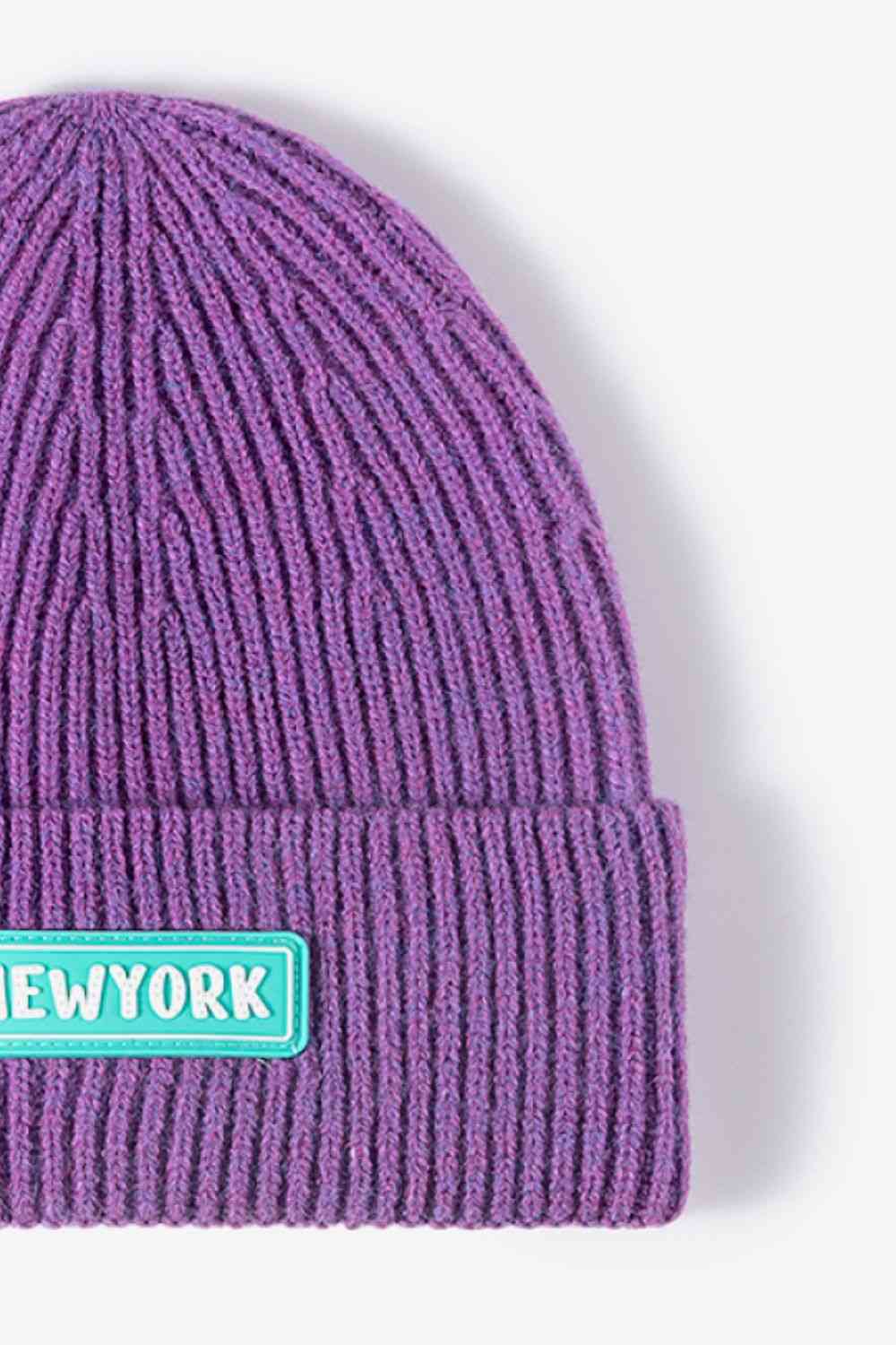 BeanieHatz NEW YORK Patch Rib-Knit Cuffed Beanie