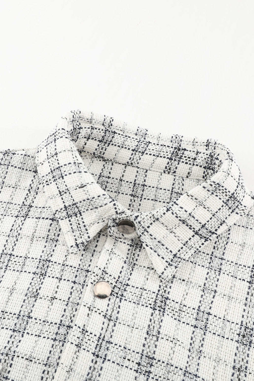 S&T Black Plaid Color Block Curved Hem Shirt Jacket