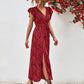 Aya Printed Surplice Neck Flutter Sleeve Slit Dress