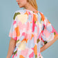 Women's Printed Notched Neck Half Sleeve Blouse