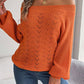 Openwork Off-Shoulder Long Sleeve Sweater