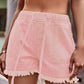 Full Size Drawstring Raw Hem Denim Shorts