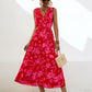 Tied Printed Surplice Tiered Dress
