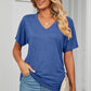 Ruched V-Neck Short Sleeve T-Shirt