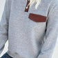 Contrast Ribbed Quarter-Snap Sweatshirt