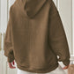 Full Size Textured Drawstring Drop Shoulder Hoodie