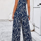 Printed Wide Strap Jumpsuit with Pockets