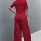 Women's Scoop Neck Half Sleeve Wide Leg Jumpsuit