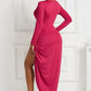 High-low Ruched Surplice Long Sleeve Dress