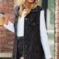 Women's Collared Neck Sleeveless Denim Top with Pockets