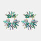 Flower Shape Glass Stone Dangle Earrings