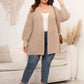 Plus Size Open Front Dropped Shoulder Knit Cardigan