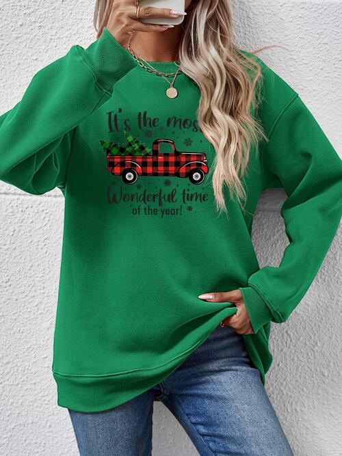 CHRISTMAS THEMED Graphic Round Neck Long Sleeve Sweatshirt