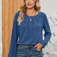 Ruched Round Neck Flounce Sleeve T-Shirt