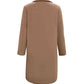 Collared Neck Button Up Long Sleeve Camel Brown Coat
