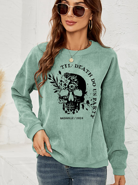 Skull Graphic HALLOWEEN Dropped Shoulder Sweatshirt