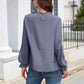 Smocked Mock Neck Swiss Dot Top