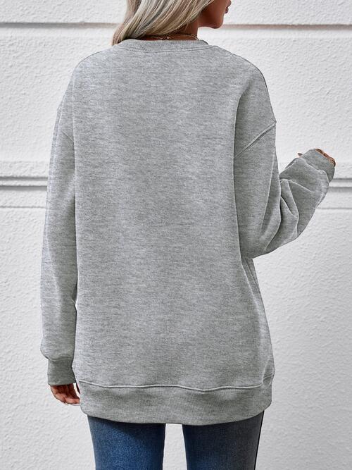 Round Neck Christmas Themed Graphic Long Sleeve Sweatshirt
