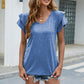 Full Size V-Neck Flutter Sleeve T-Shirt