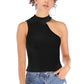 OCEAN CHIC Asymmetrical Sleeveless Rib-Knit Top