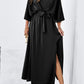 Slit Tied V-Neck Three-Quarter Sleeve Dress