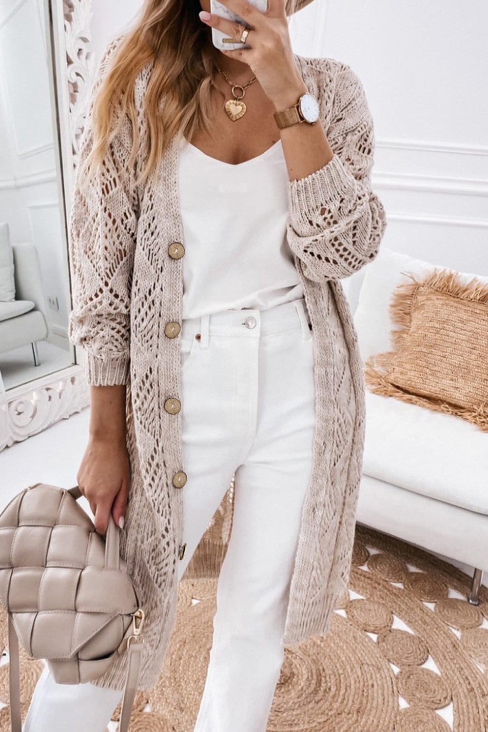 Full Size V-Neck Long Sleeve Cardigan