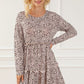 Frill Printed Round Neck Dress