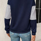 Textured Color Block Round Neck Sweatshirt