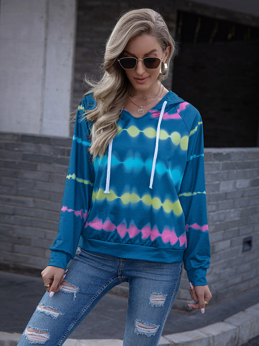 BLAZIN' BEAUTY Full Size Tie Dye Raglan Sleeve Hoodie