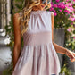Dotted Frill Trim Sleeveless Tiered Top