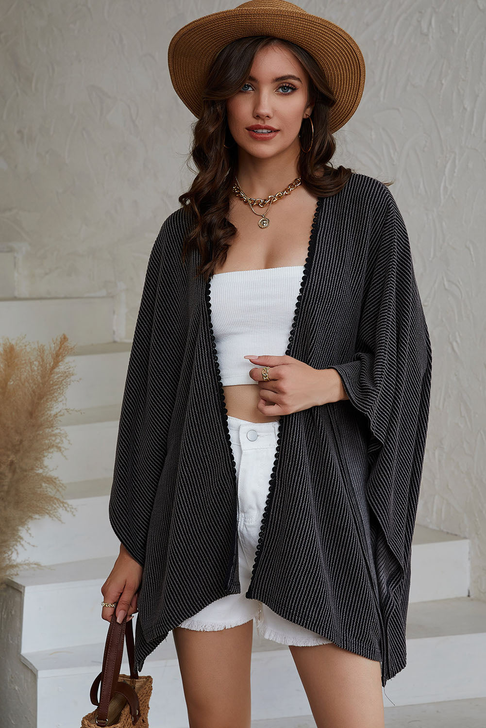 Sophia & Grace Open Front Dolman Sleeve Cardigan