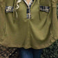 Waffle-Knit Buttoned Long Sleeve Hoodie