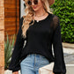 Beauteous Openwork Round Neck Dropped Shoulder Knit Top