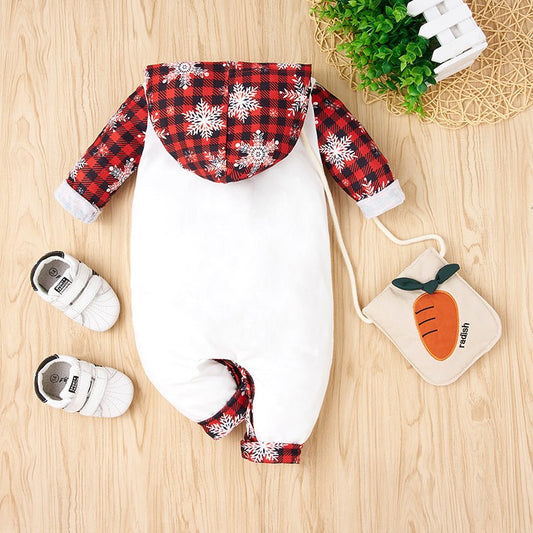 UNISEX KIDS BABY 1ST CHRISTMAS Hooded Jumpsuit Size 0M - 12M
