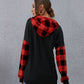 Plaid Drawstring Dropped Shoulder Hoodie