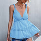 Women's Frill Trim Sleeveless Plunge Top