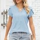 Eyelet Notched Petal Sleeve Blouse