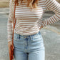Striped Mock Neck Long Sleeve Top
