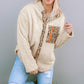 SoComfy Beige Leopard Snap Down Pocketed Collared Neck Jacket