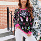 Full Size Christmas Ribbed Trim Sweater