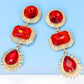 Geometrical Shape Zinc Alloy Frame Glass Dangle Earrings