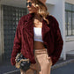Plush Open Front Dropped Shoulder Jacket